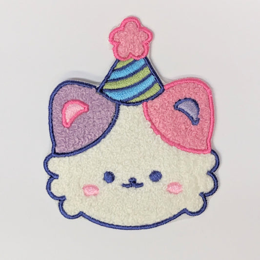 Fuzzy Soft Chenille Party Cat Iron On Patch