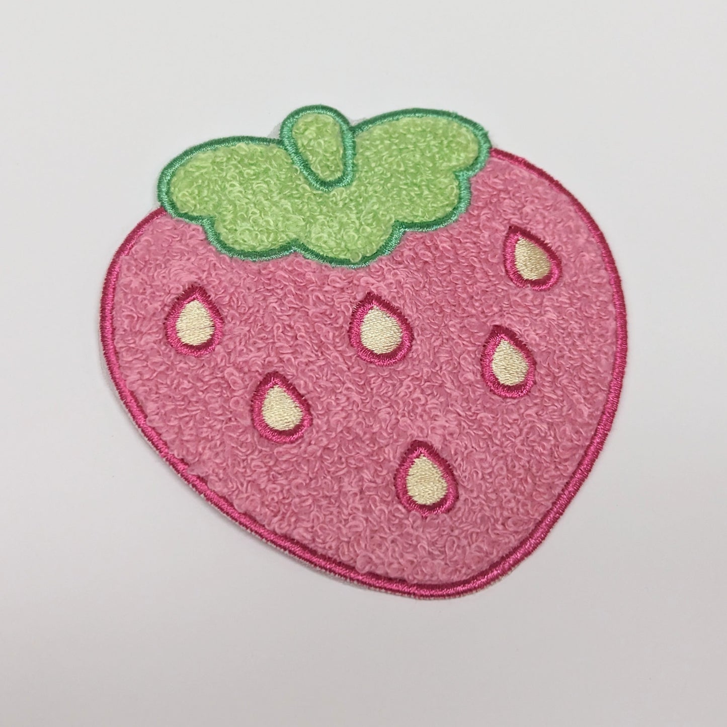Fuzzy Soft Chenille Strawberry Iron On Patch
