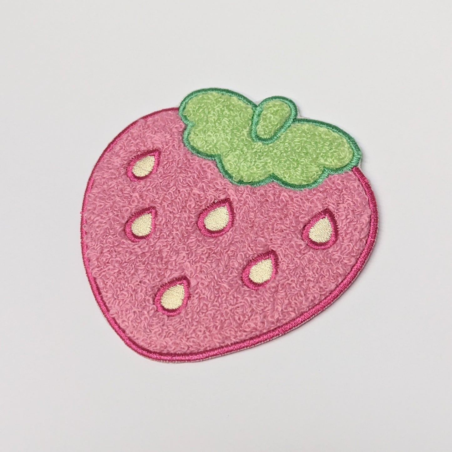 Fuzzy Soft Chenille Strawberry Iron On Patch