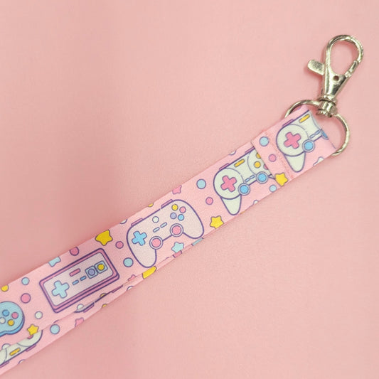 Retro Video Game Lanyard Kawaii with Silver Lobster Clasp | Cute Lanyard | Cute Key Holder |