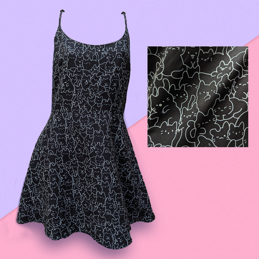 Cat Collage Dress with Pockets