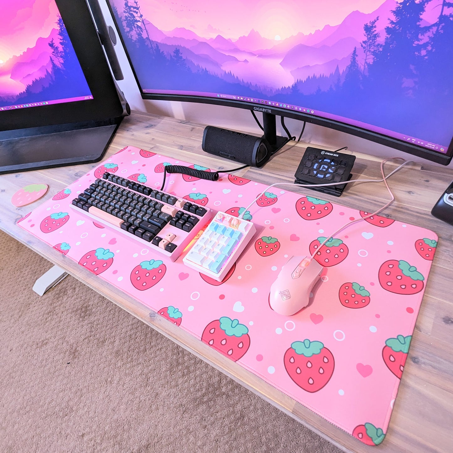 Strawberry Pink Desk Mat