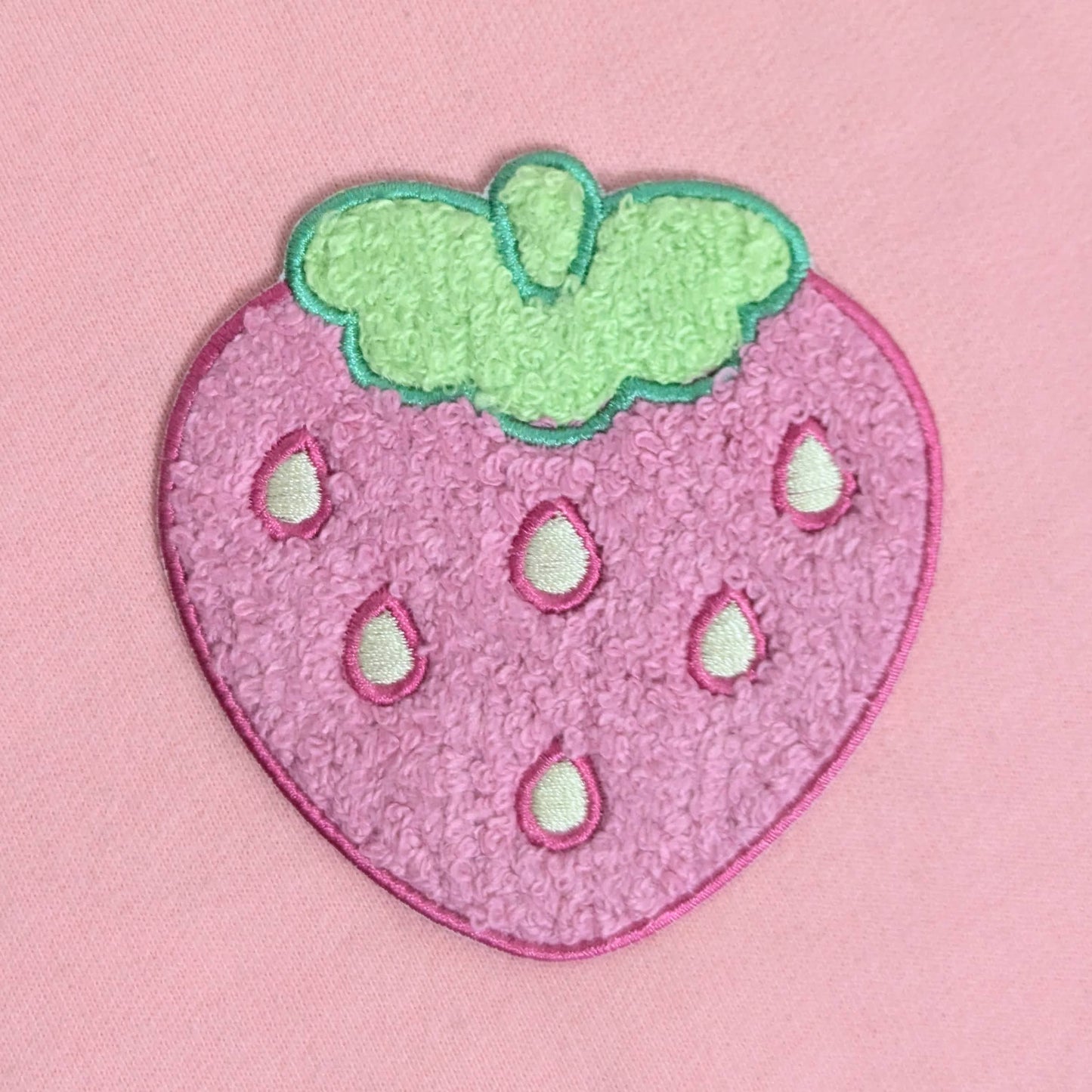 Fuzzy Soft Chenille Strawberry Iron On Patch