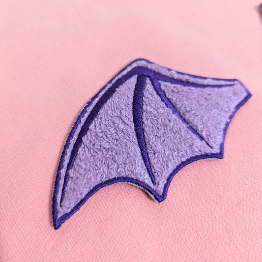 Fuzzy Soft Chenille Bat Wings Iron On Patch (Set of 2 wings)