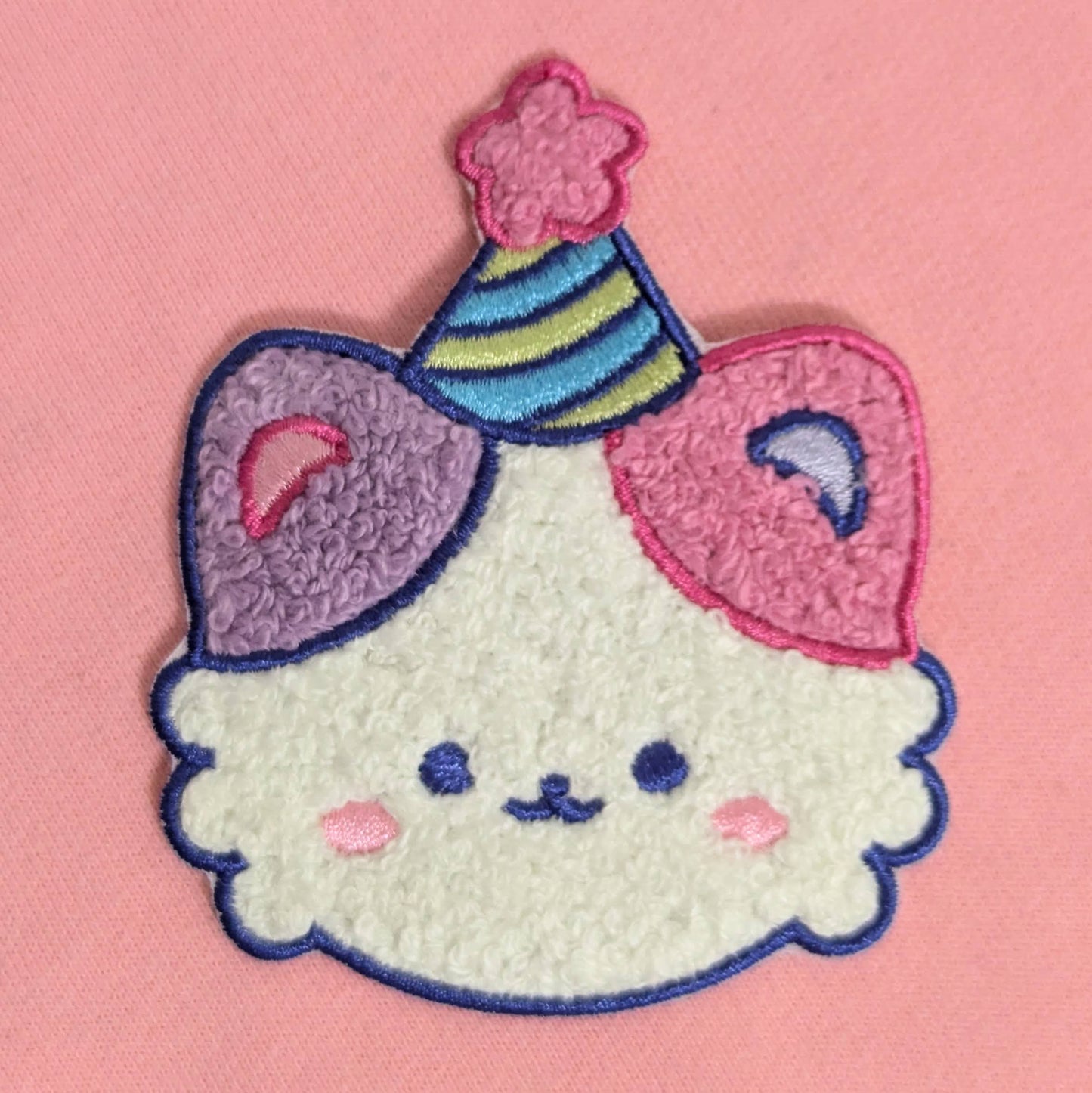 Fuzzy Soft Chenille Party Cat Iron On Patch