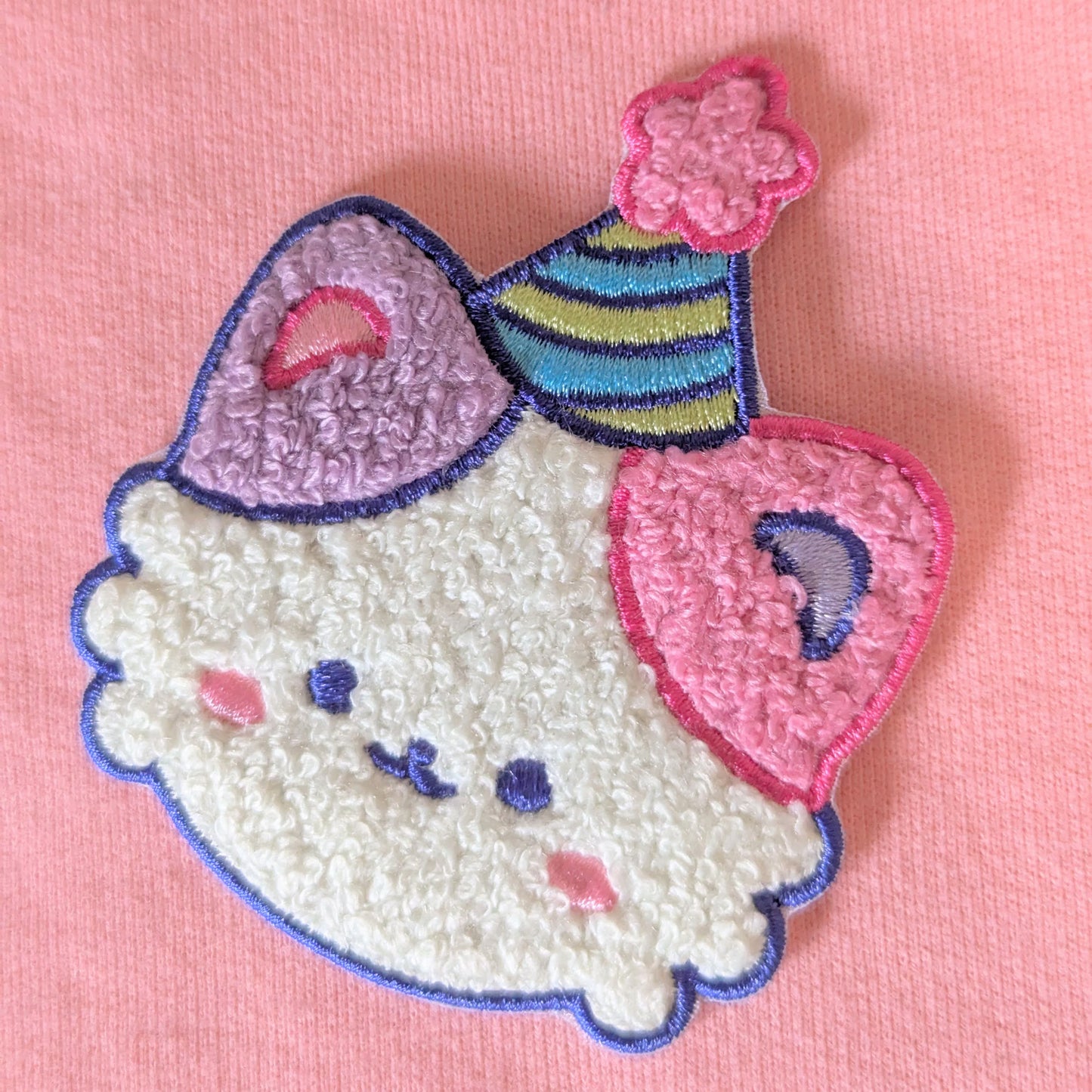 Fuzzy Soft Chenille Party Cat Iron On Patch