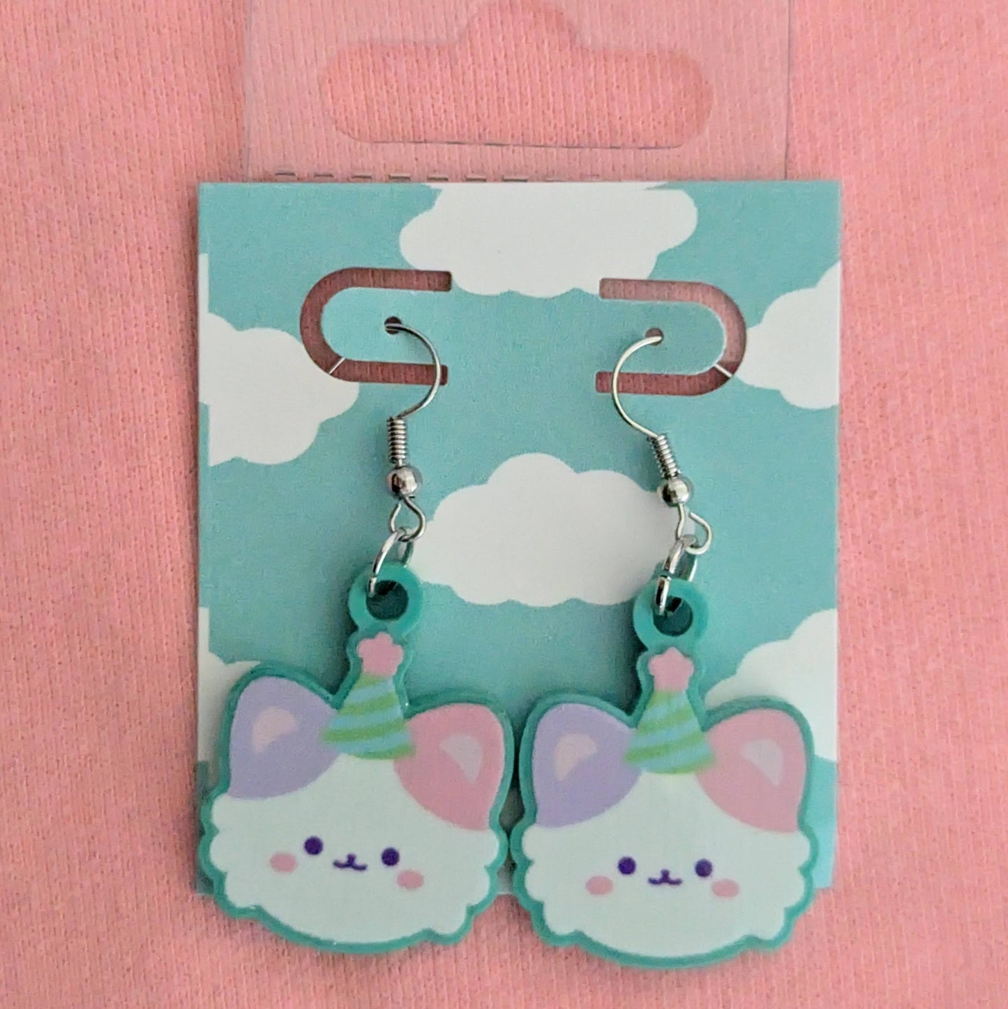 Party Clown Calico Cat Earrings