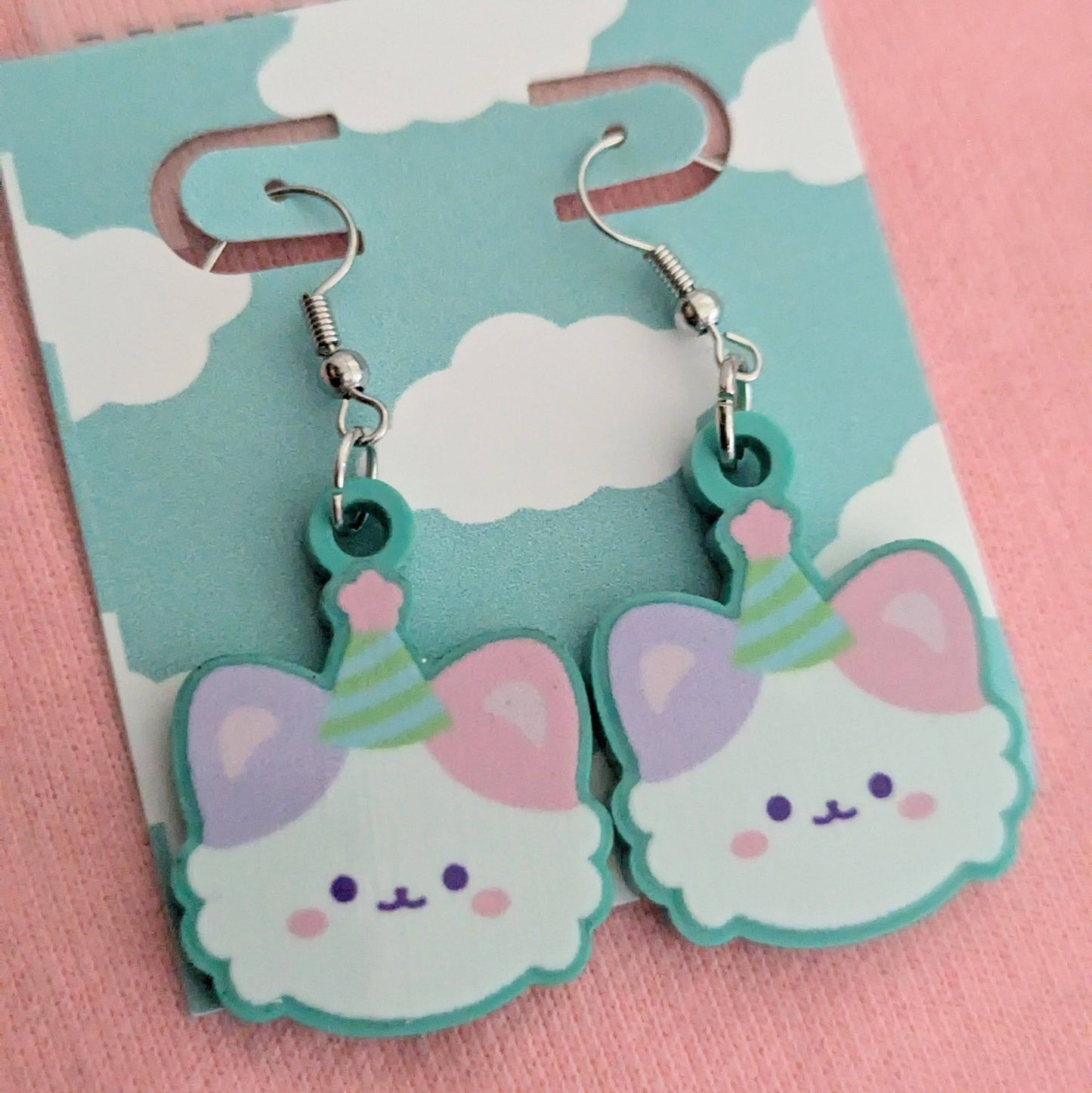 Party Clown Calico Cat Earrings