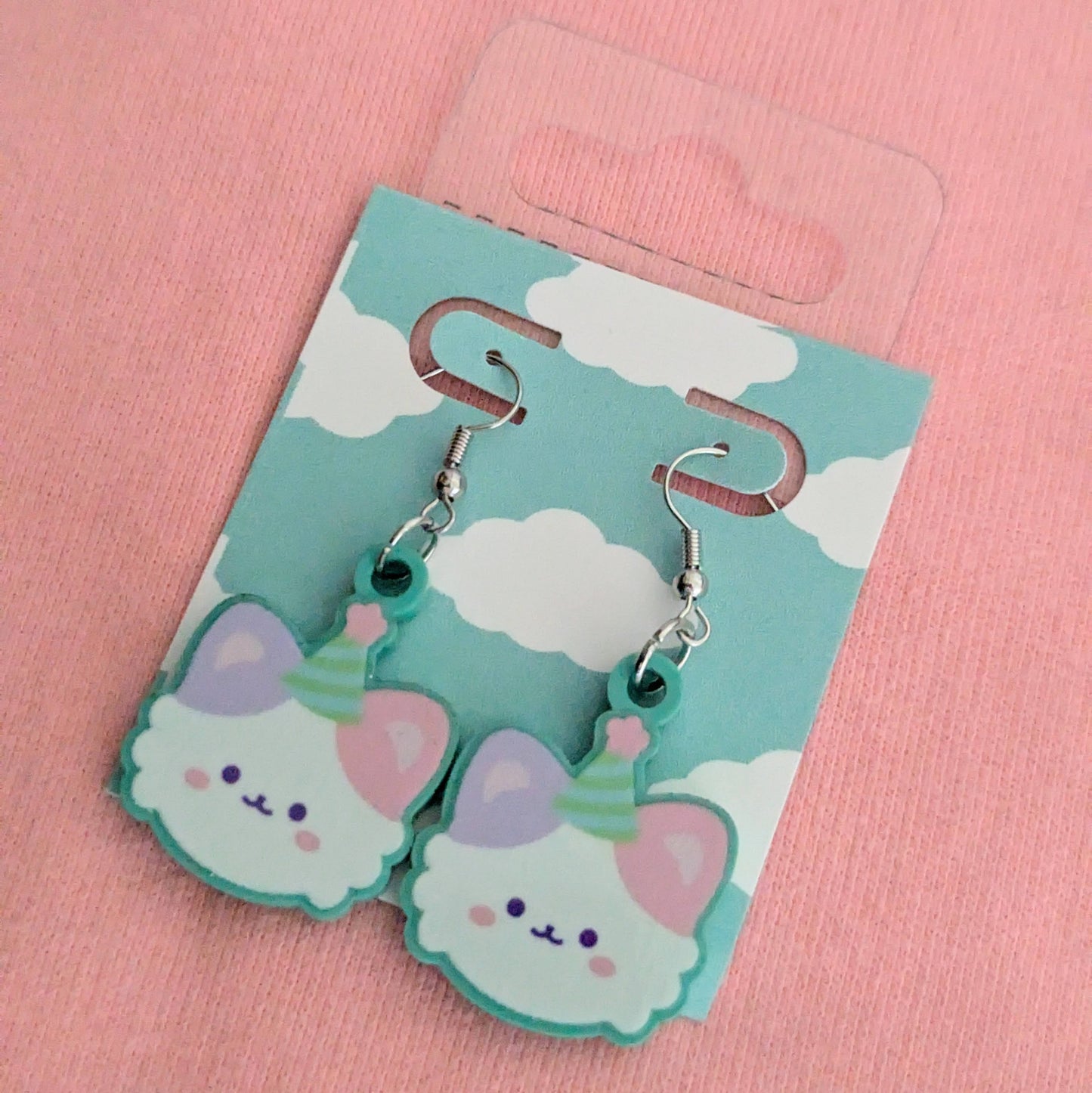 Party Clown Calico Cat Earrings