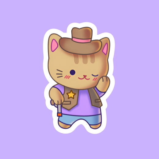 Cats With jobs - Cowboy Cat Holographic Sticker