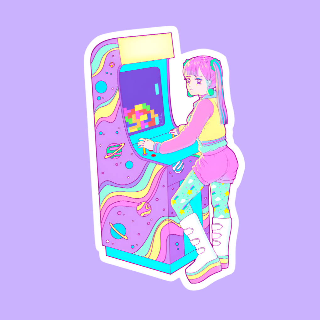 Arcade Girl Holographic Sticker