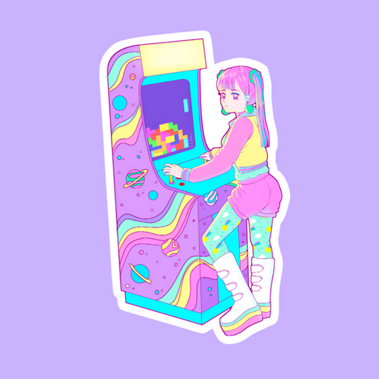 Arcade Girl Holographic Sticker