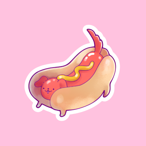 Hotdog Holographic Sticker