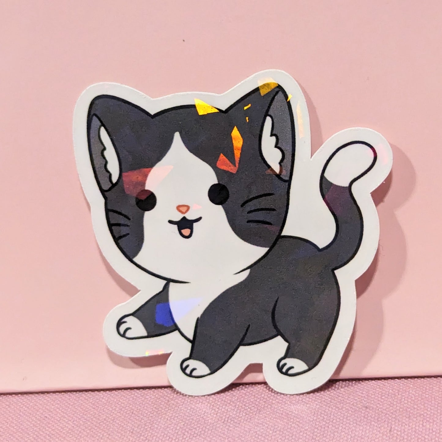 Tuxedo Holographic Cat Sticker