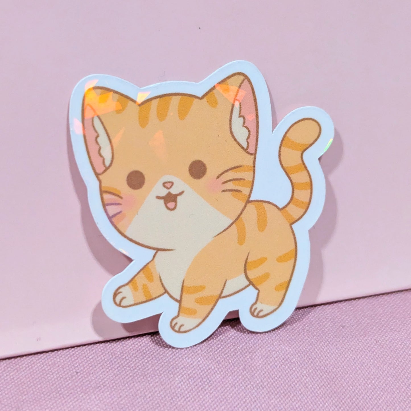 Orange Tabby Holographic Cat Sticker