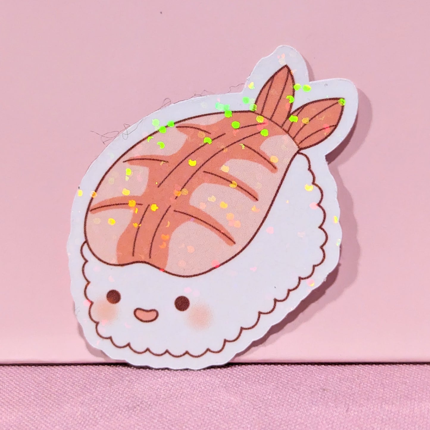 Shrimp Sushi Holographic Sticker