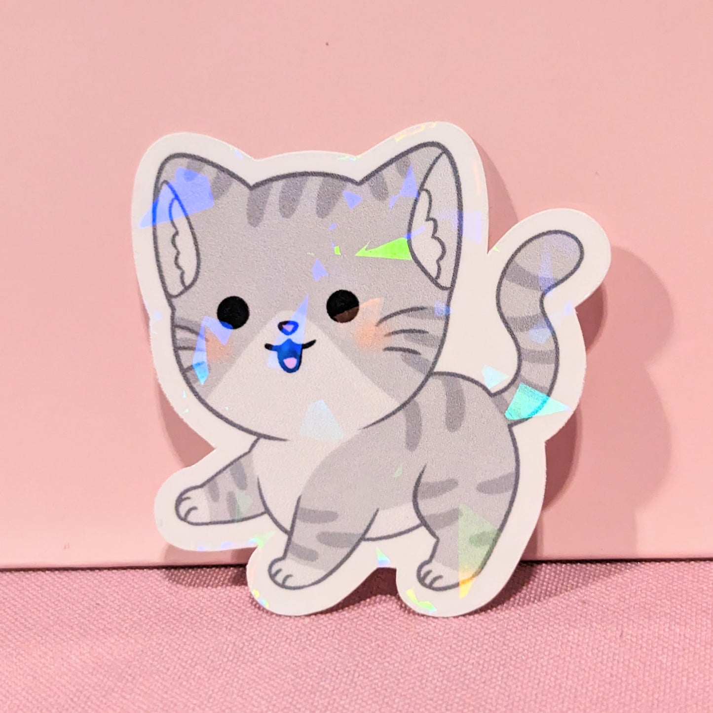 Gray Tabby Holographic Cat Sticker