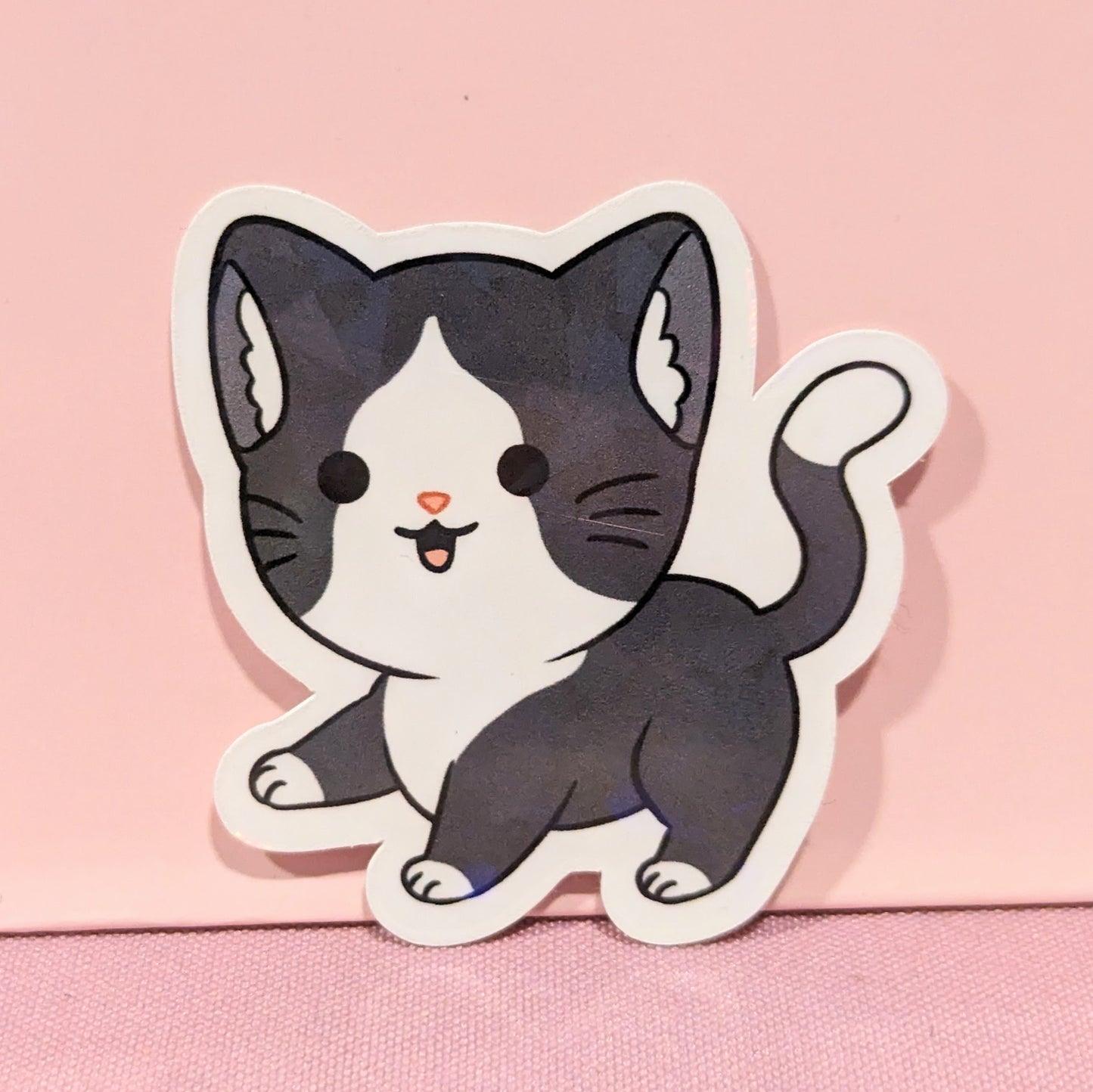 Tuxedo Holographic Cat Sticker