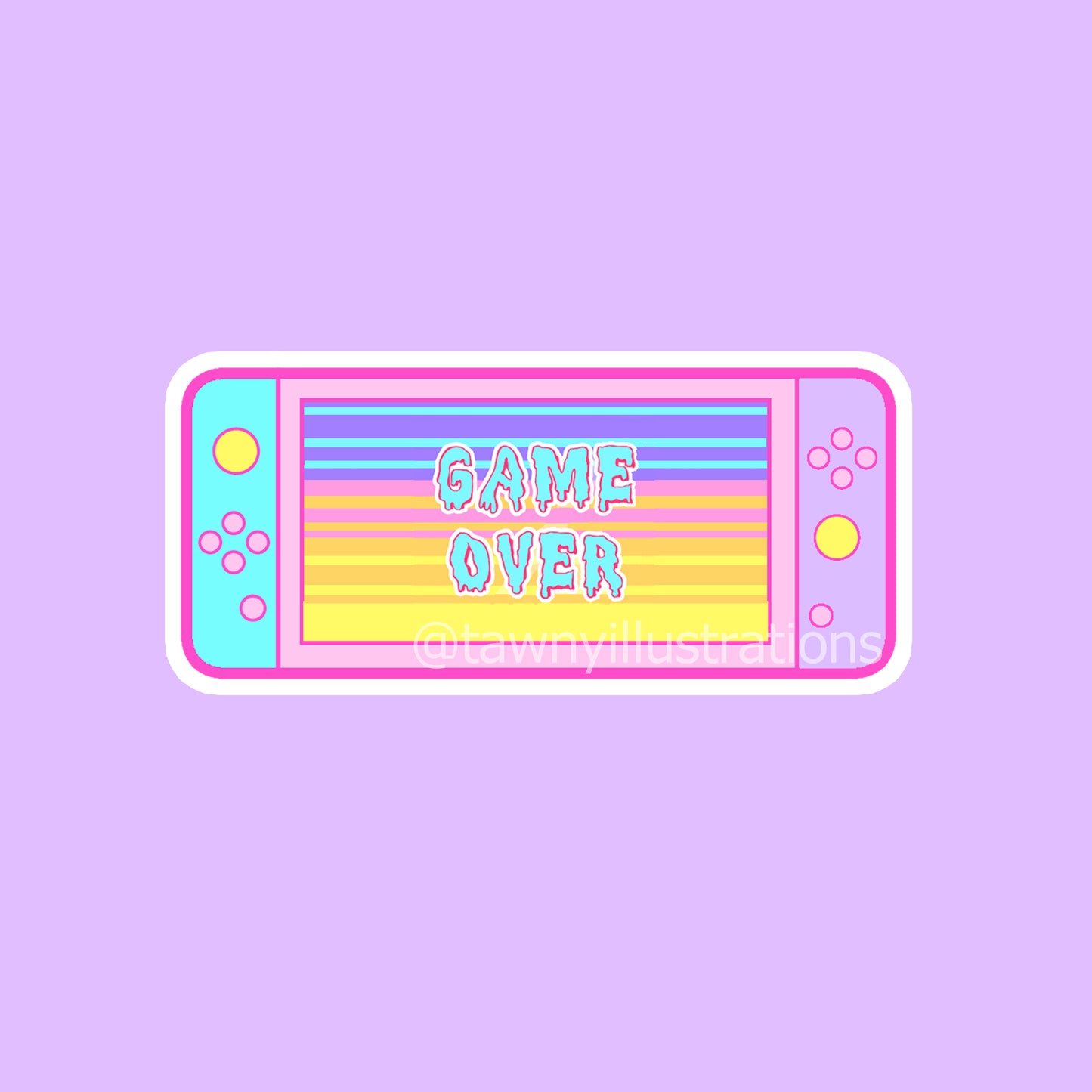 Handheld Console Game Switch Inspired Holographic Glitter Pastel Sticker