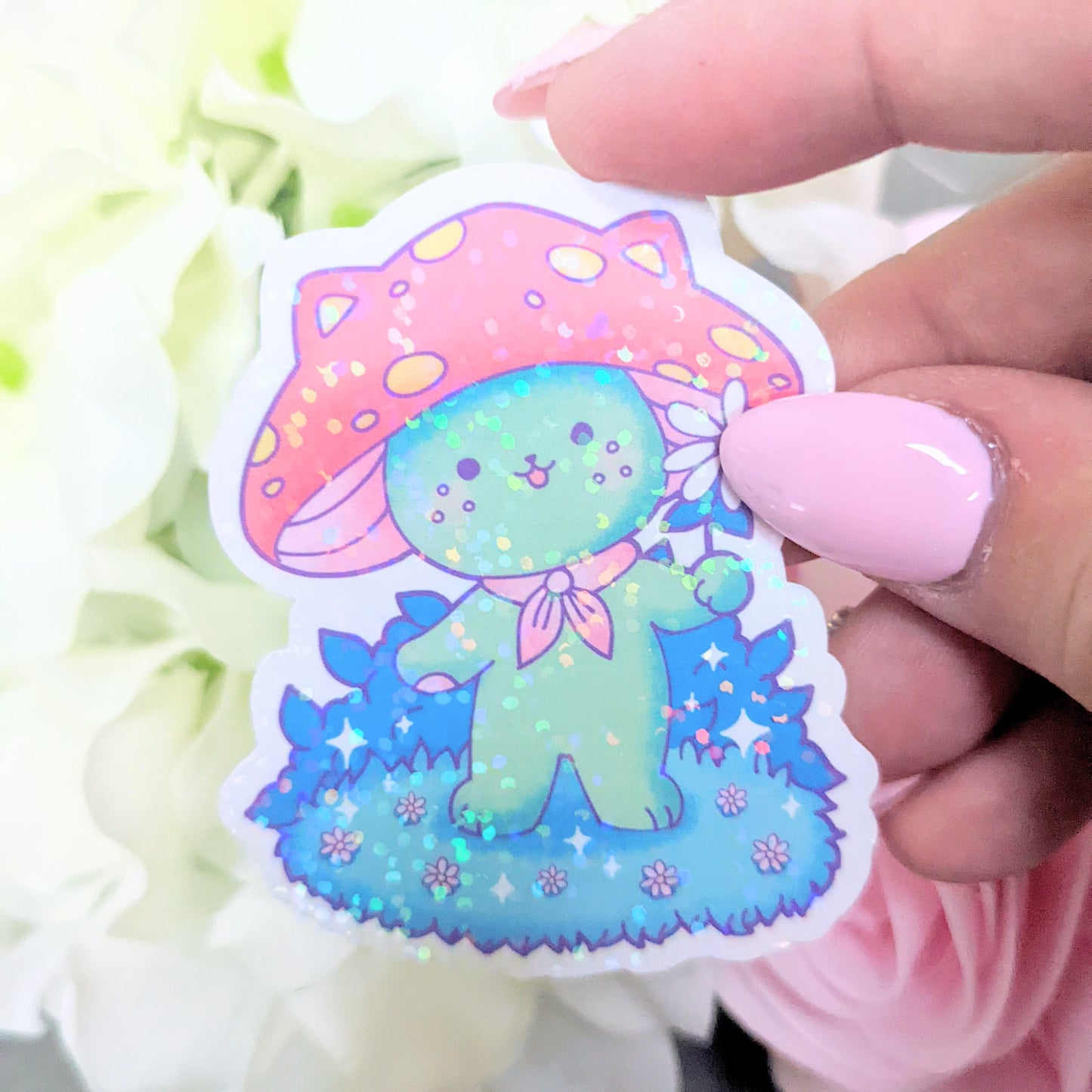Nova the Cute Mushroom Cat Holographic Sticker