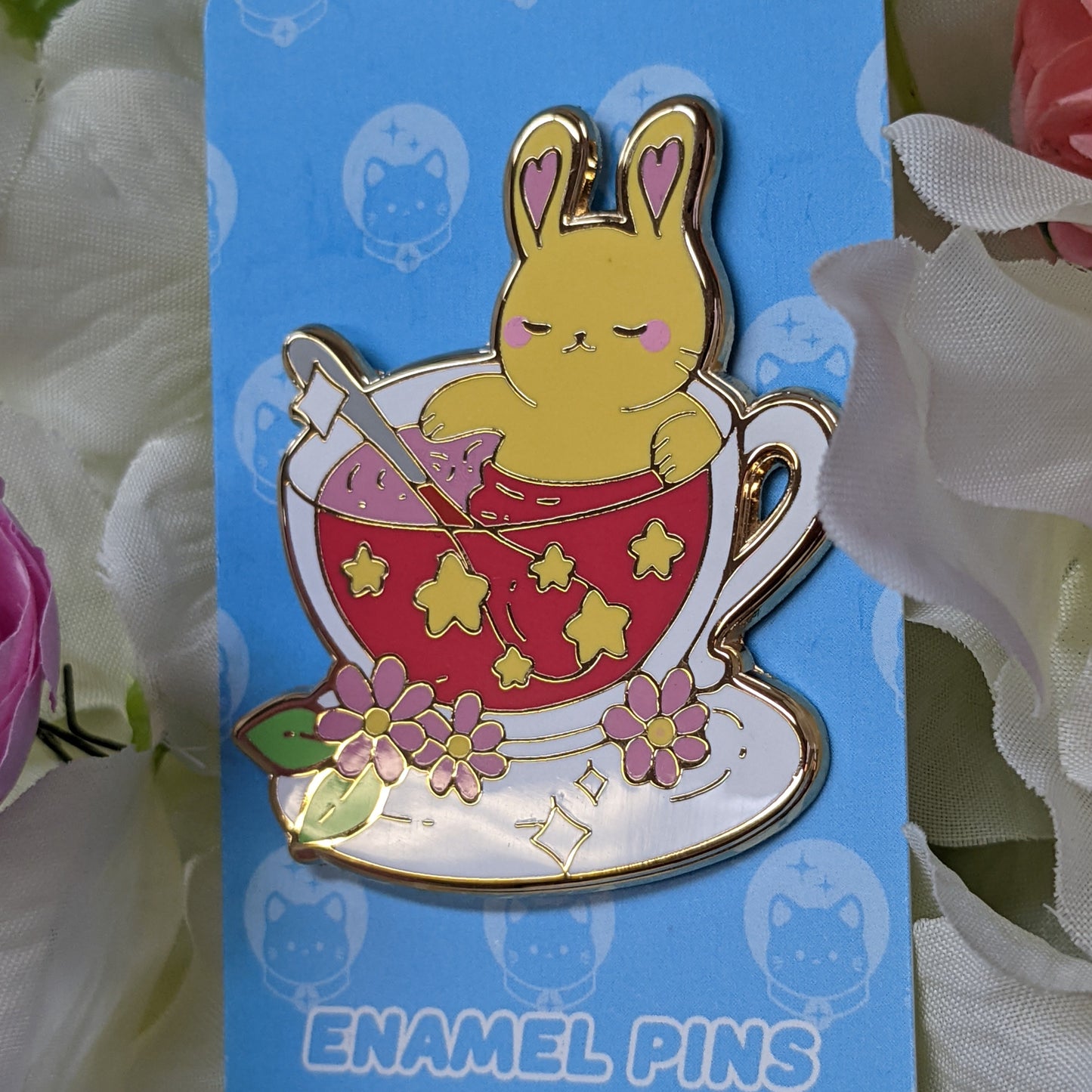 2" Bunny in Teacup Enamel Pin
