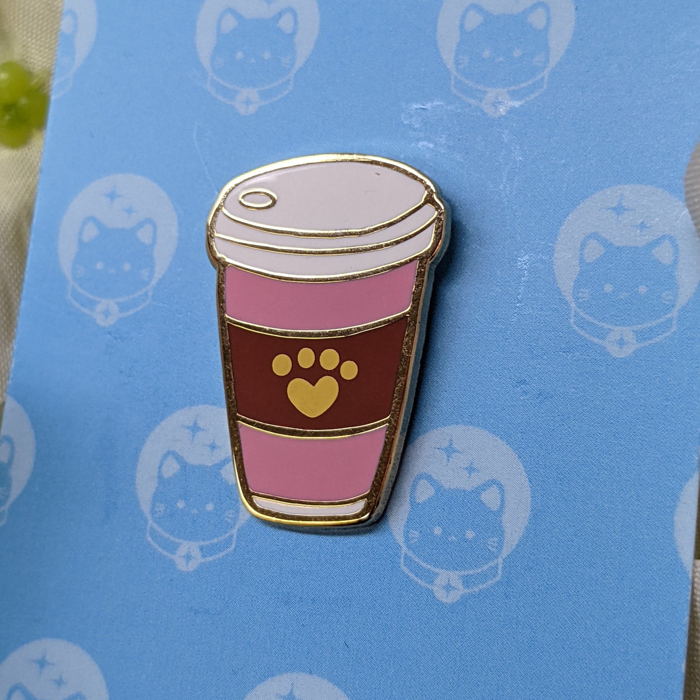 1" Cute Paw Coffee Filler Enamel Pin