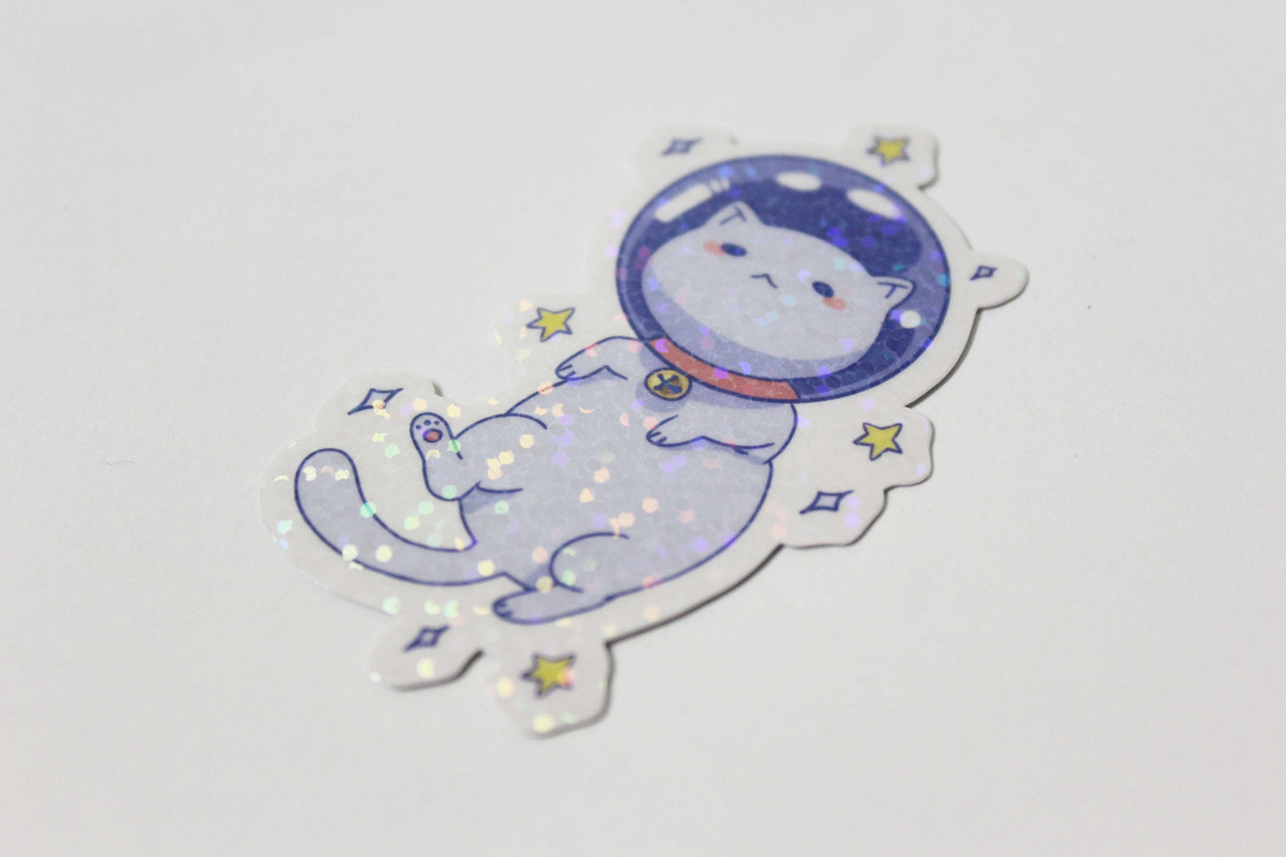 Space Kitty Holographic Glitter Sticker ~ Waterproof Die Cut Sticker ~ Cute Die Cut Sticker ~ Tawny Illustrations