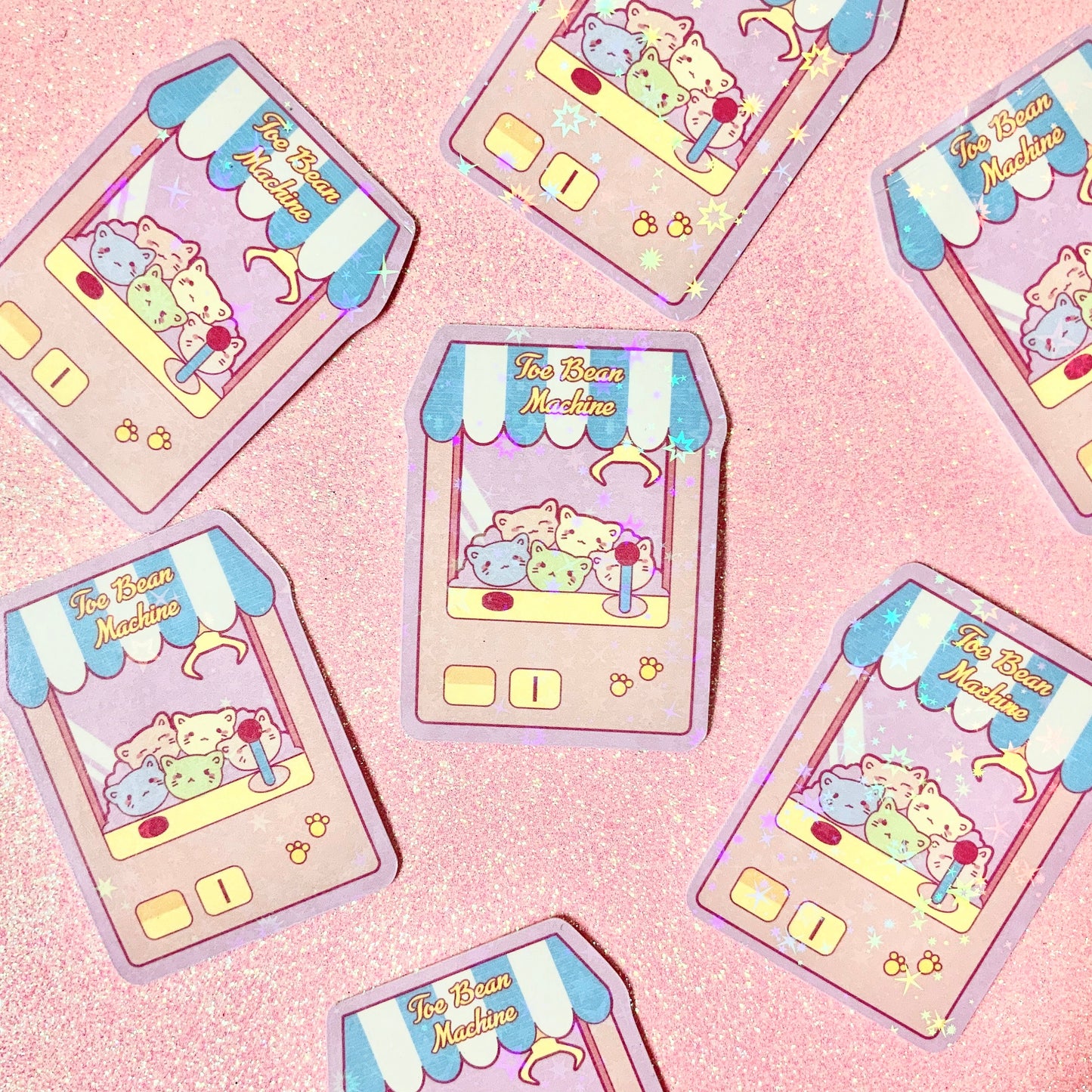 Kitty Claw Machine Arcade ~ Holographic Waterproof Die Cut Sticker ~ Tawny Illustrations