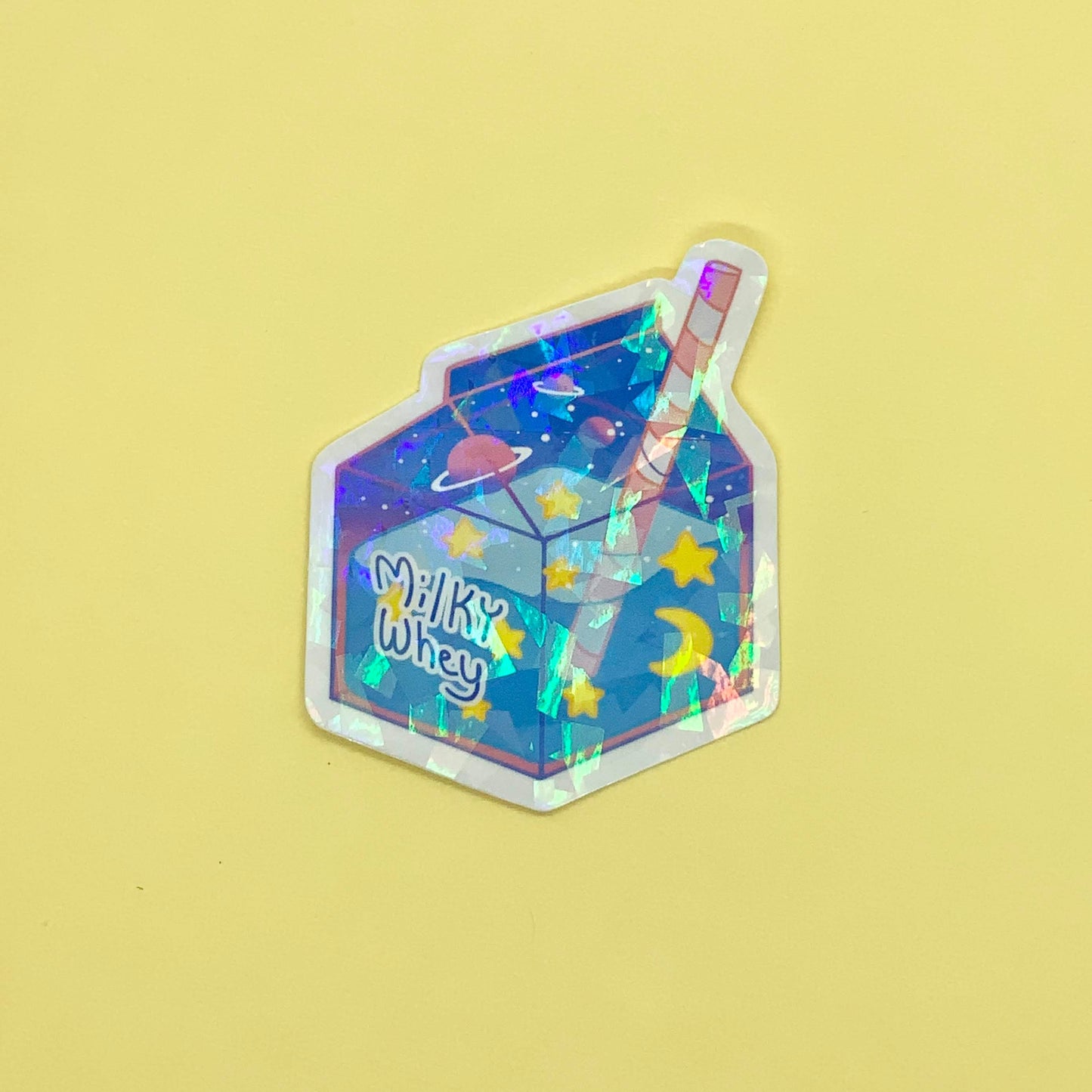 Milky Whey Way ~ Die Cut Waterproof Sticker ~ Holographic Kawaii Milk Carton Sticker ~ Tawny Illustrations