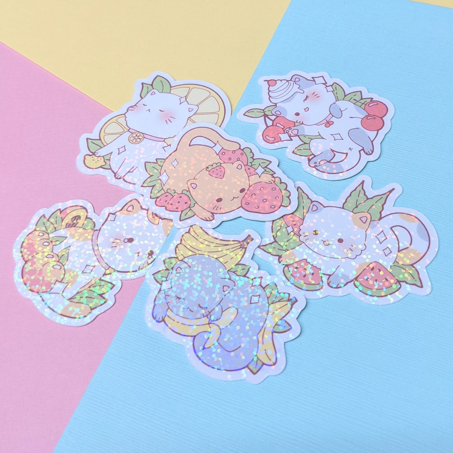 Fruit Kitties Holographic Sticker Pack (6)