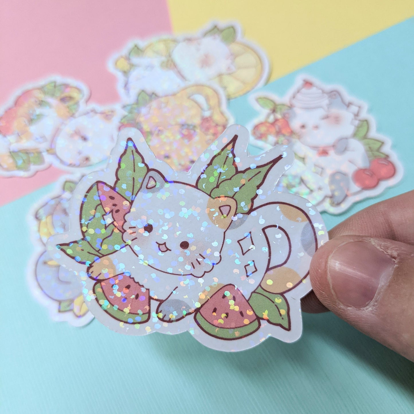 Fruit Kitties Holographic Sticker Pack (6)